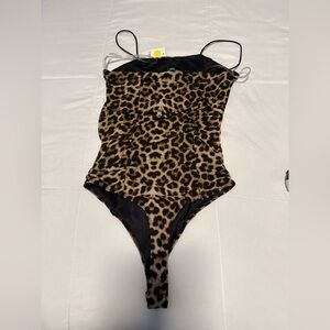 Rue21 Leopard Print Mesh Bodysuit Medium NWT Spaghetti Strap Snap Closure